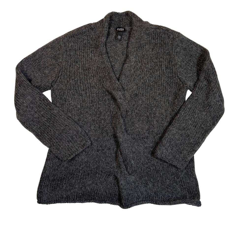 Eileen Fisher Sweater Womens Small Gray Chunky Knit Minimalist Wool Mohair Chic